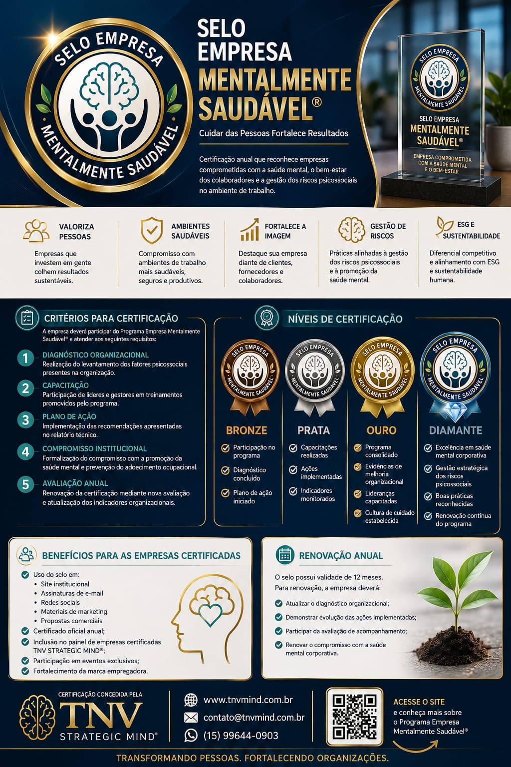 Folder institucional completo do Selo Empresa Mentalmente Saudável® — TNV Strategic Mind